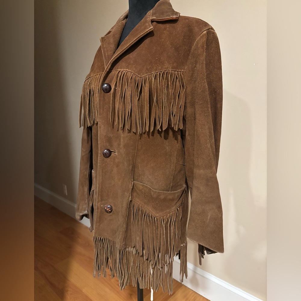 Pioneer Wear Vintage 70s Western Suede Fringe Jacket Size 34 Medium - Picture 5 of 9